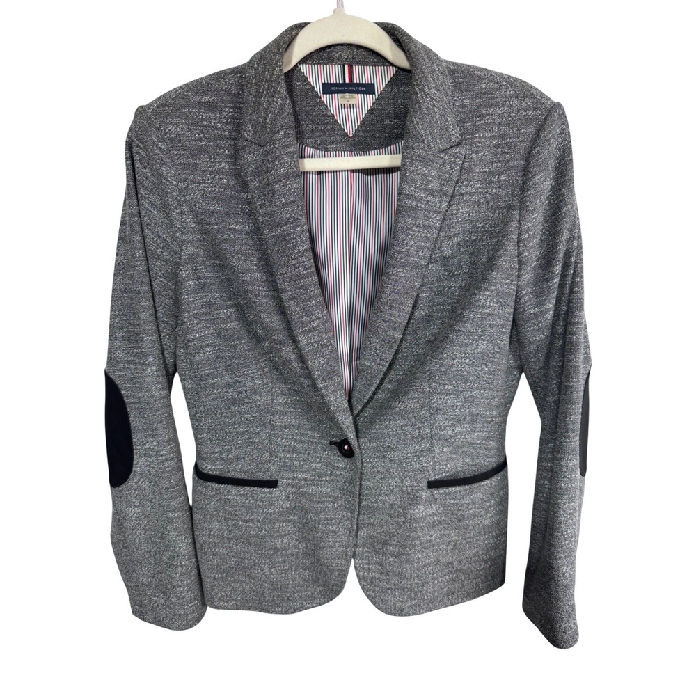 Tommy Hilfiger 6 Gray Blazer Women's Elbow Patch Professional‎ Career Office